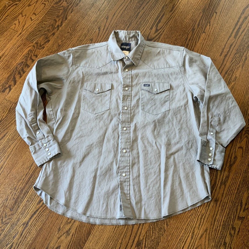 Wrangler Vintage Pearl Snap Bull Riding Western Shirt Mens Size XXL Rodeo Cowboy